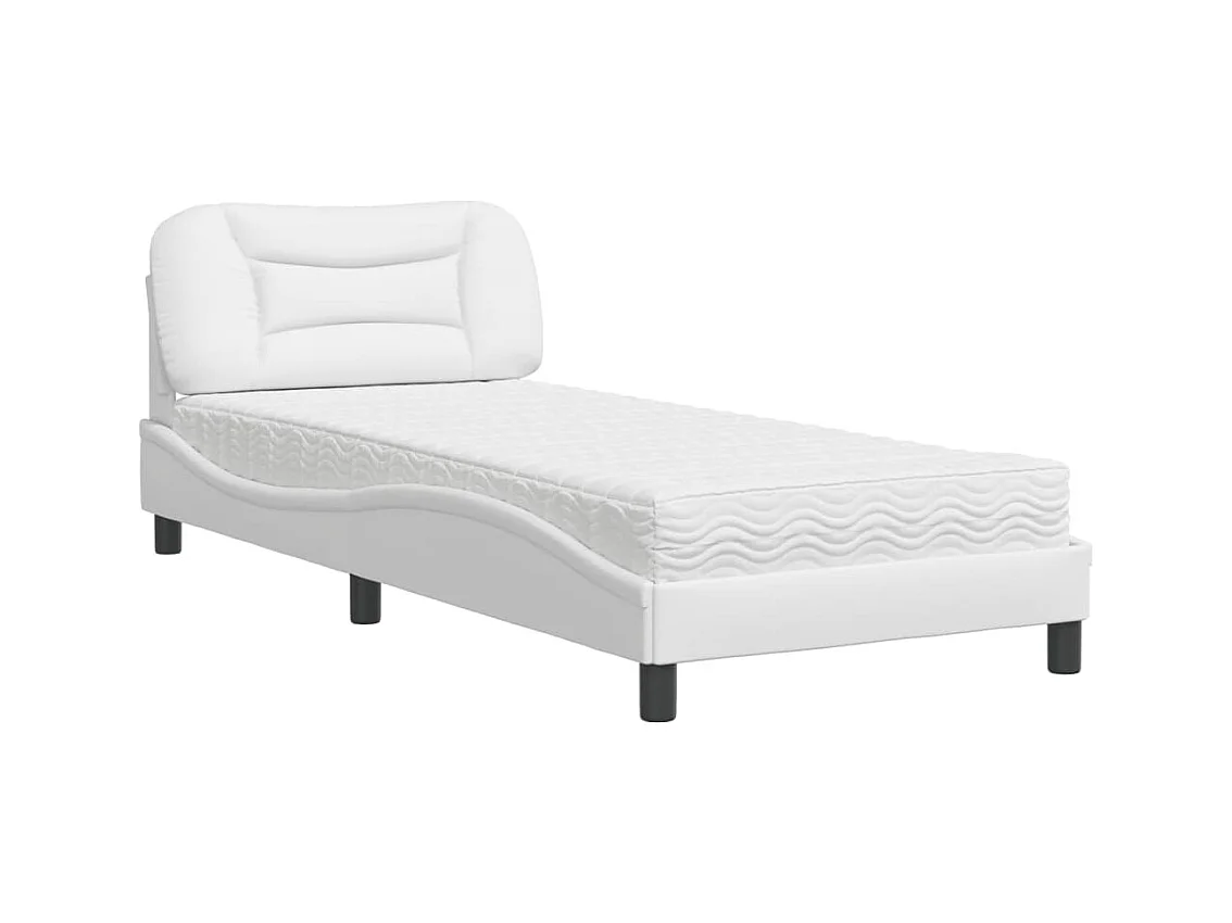 Lit avec matelas blanc 80x200 cm similicuir