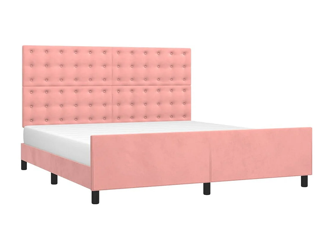 Estructura de cama sin colchón terciopelo rosa 160x200 cm