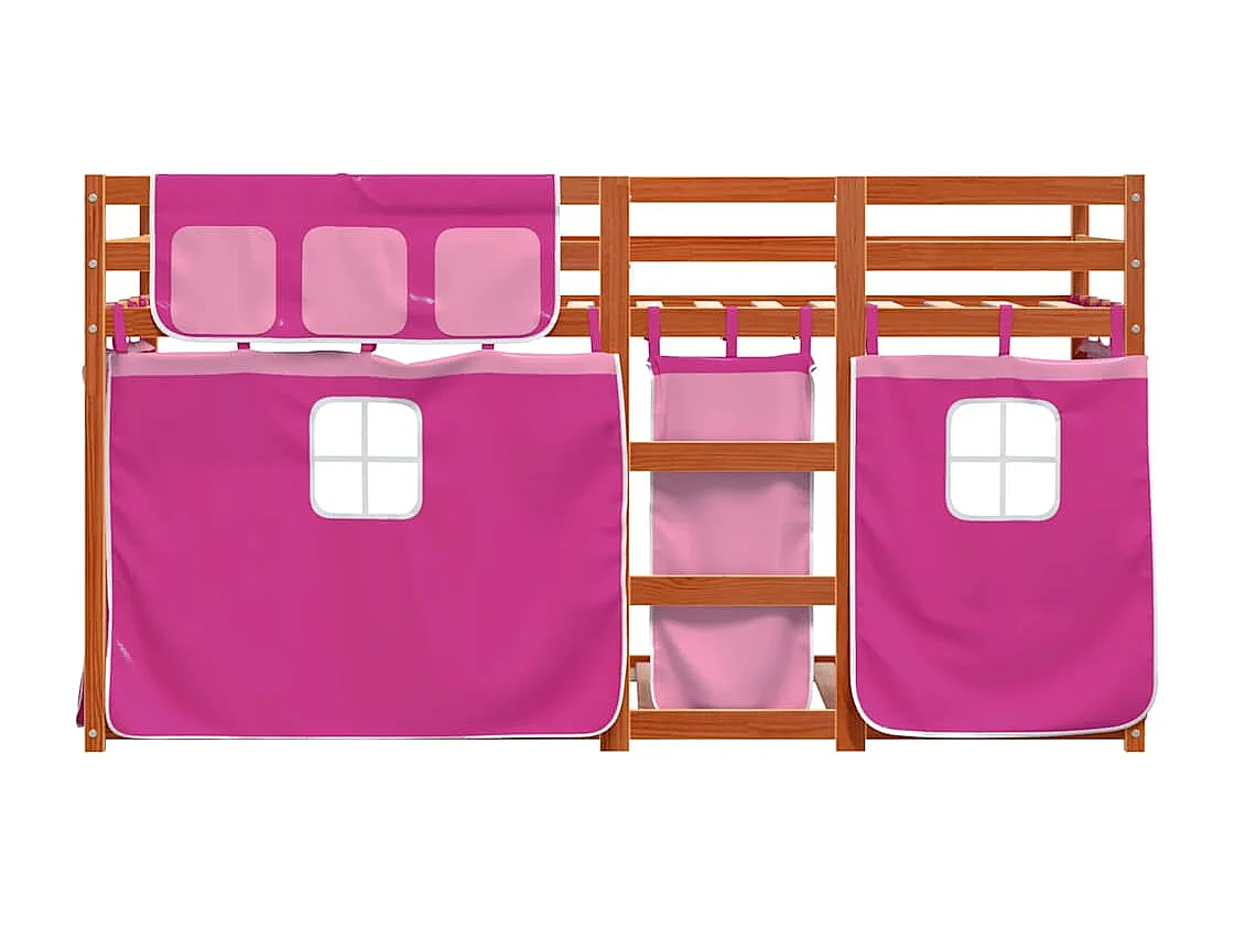 Letto a castello senza materasso rosa 75x190 cm in legno massello di pino