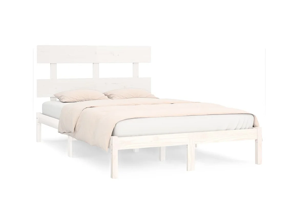Bedframe zonder matras wit 200x200 cm massief hout
