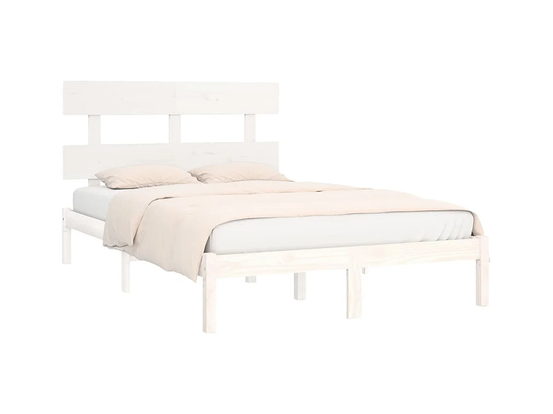 Bedframe zonder matras wit 200x200 cm massief hout