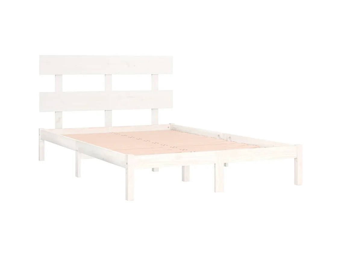 Bedframe zonder matras wit 200x200 cm massief hout