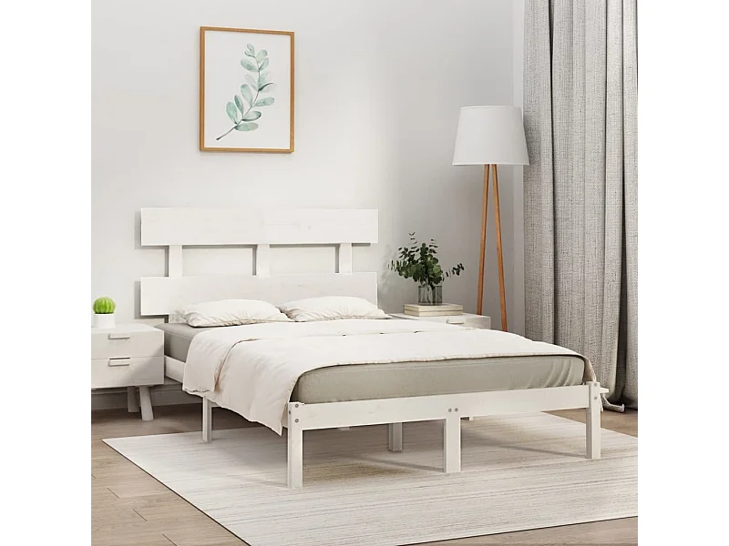 Struttura letto senza materasso bianco 200x200 cm in legno massello
