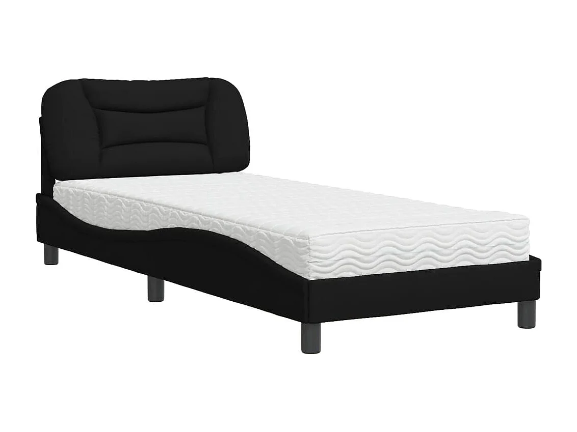 Cama con colchón de tela negra 90x200 cm