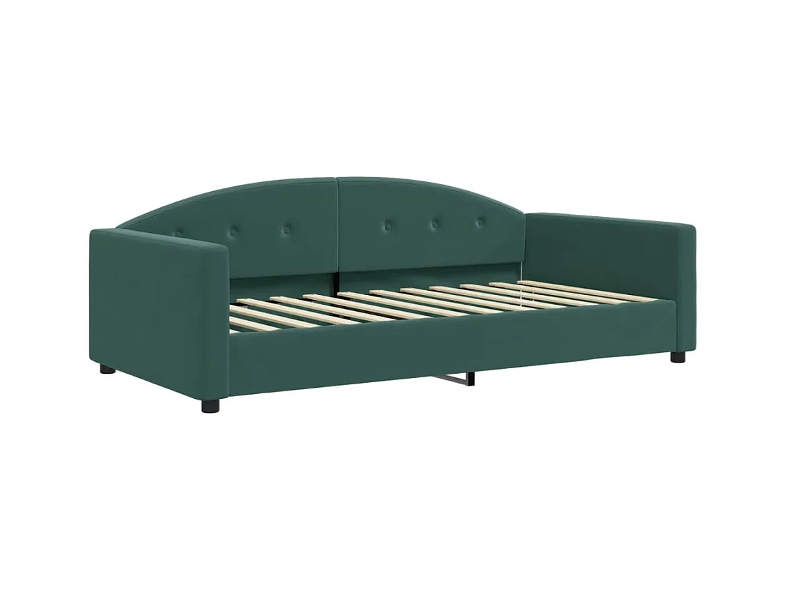 Lit de jour avec matelas vert foncé 100x200 cm velours