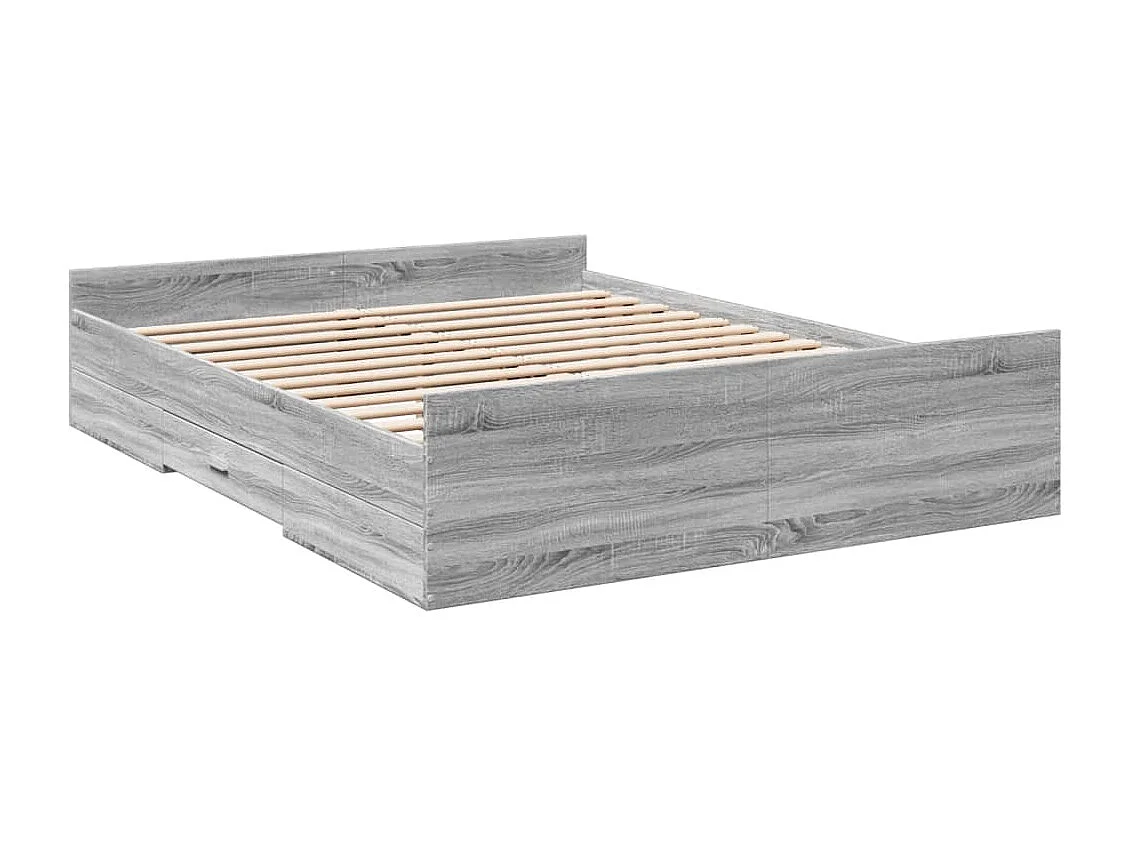 Struttura letto con cassetti senza materasso Sonoma grigio 160x200 cm