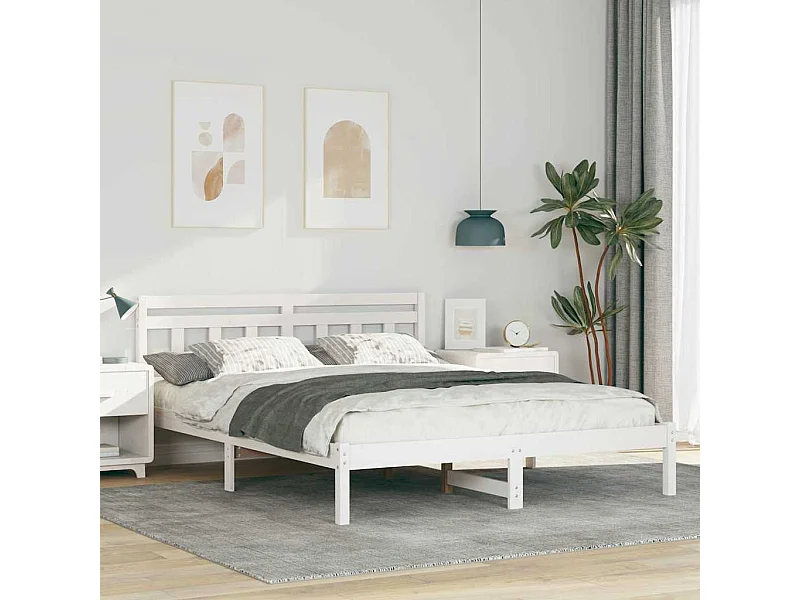 Bedframe met hoofdeinde Wit Massief grenenhout