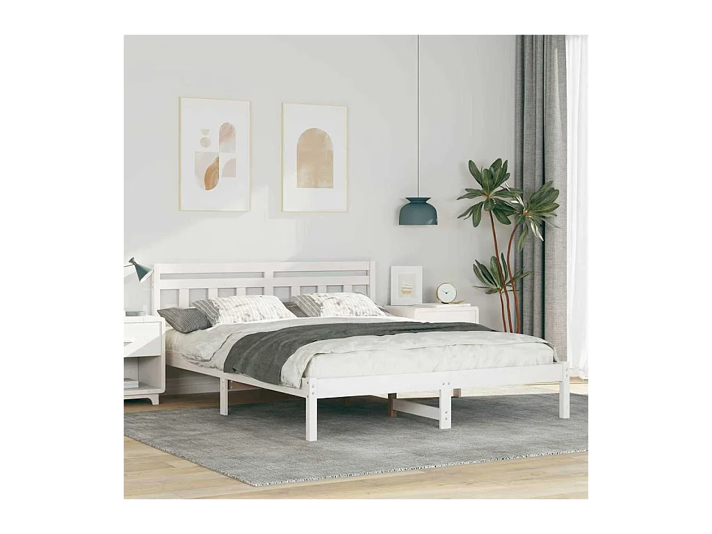 Bedframe met hoofdeinde Wit Massief grenenhout