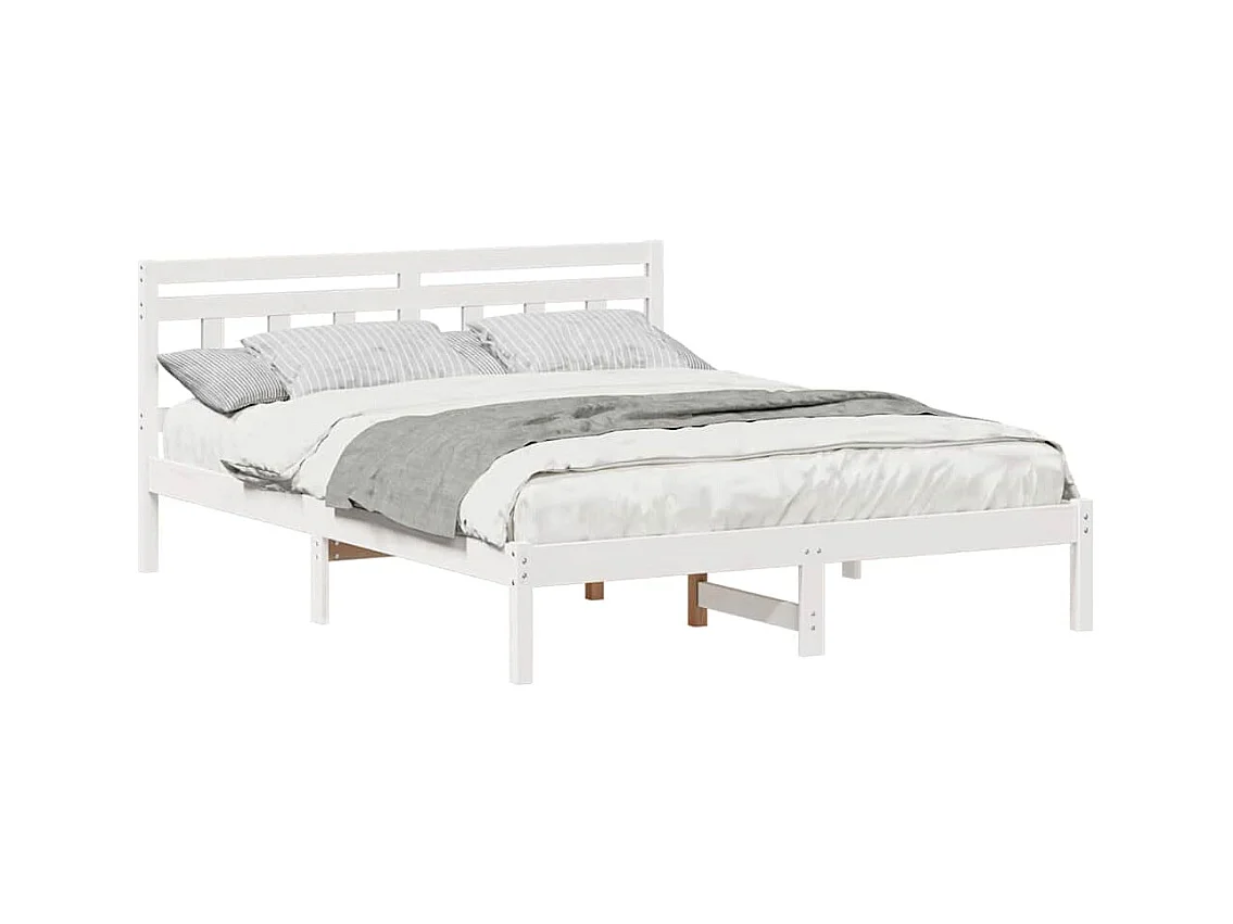 Bedframe met hoofdeinde Wit Massief grenenhout