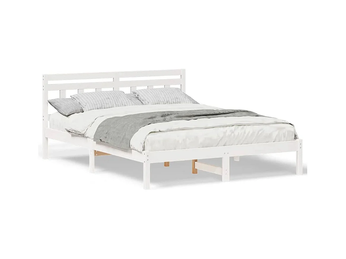 Bedframe met hoofdeinde Wit Massief grenenhout