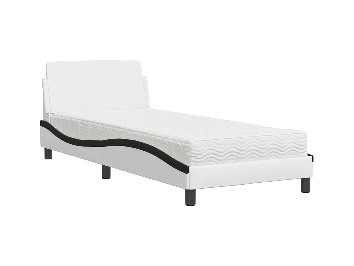 Bed met wit en zwart matras 90x200 cm imitatieleer