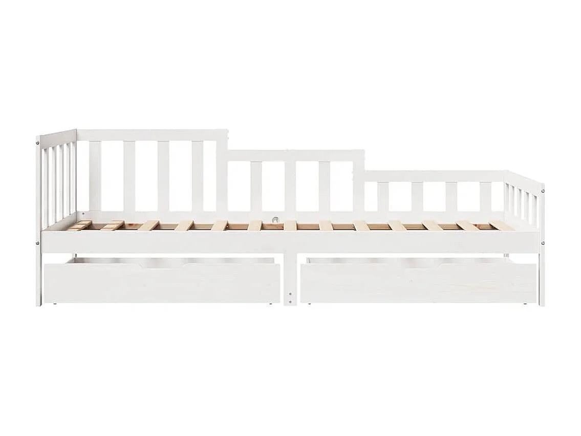 Cama de día y cajones sin colchón blanco 80x200 cm madera maciza