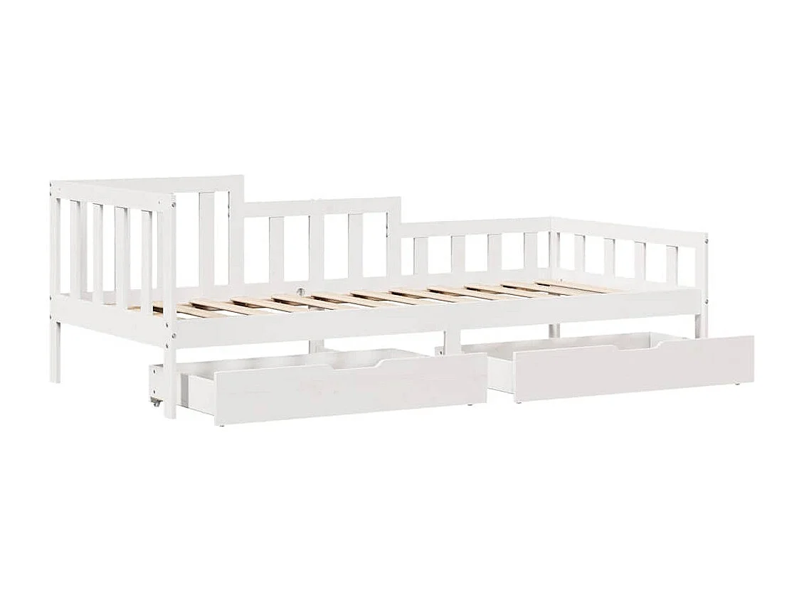 Cama de día y cajones sin colchón blanco 80x200 cm madera maciza