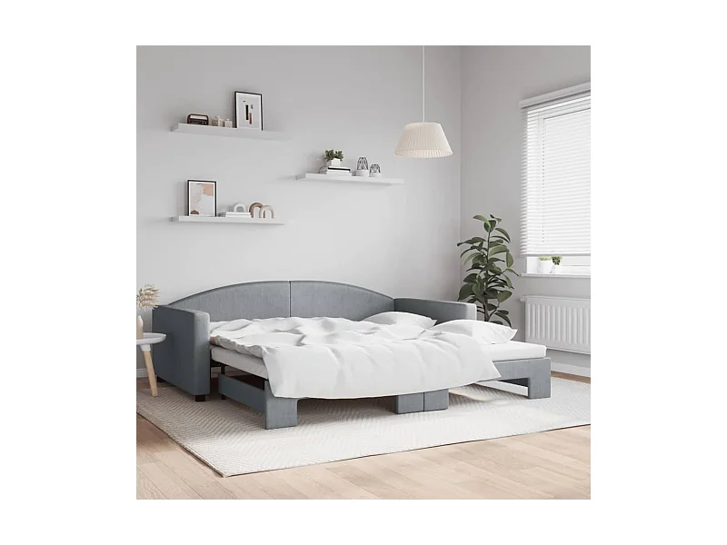 Tagesbett mit Ausziehbett ohne Matratze hellgrau 100x200 cm