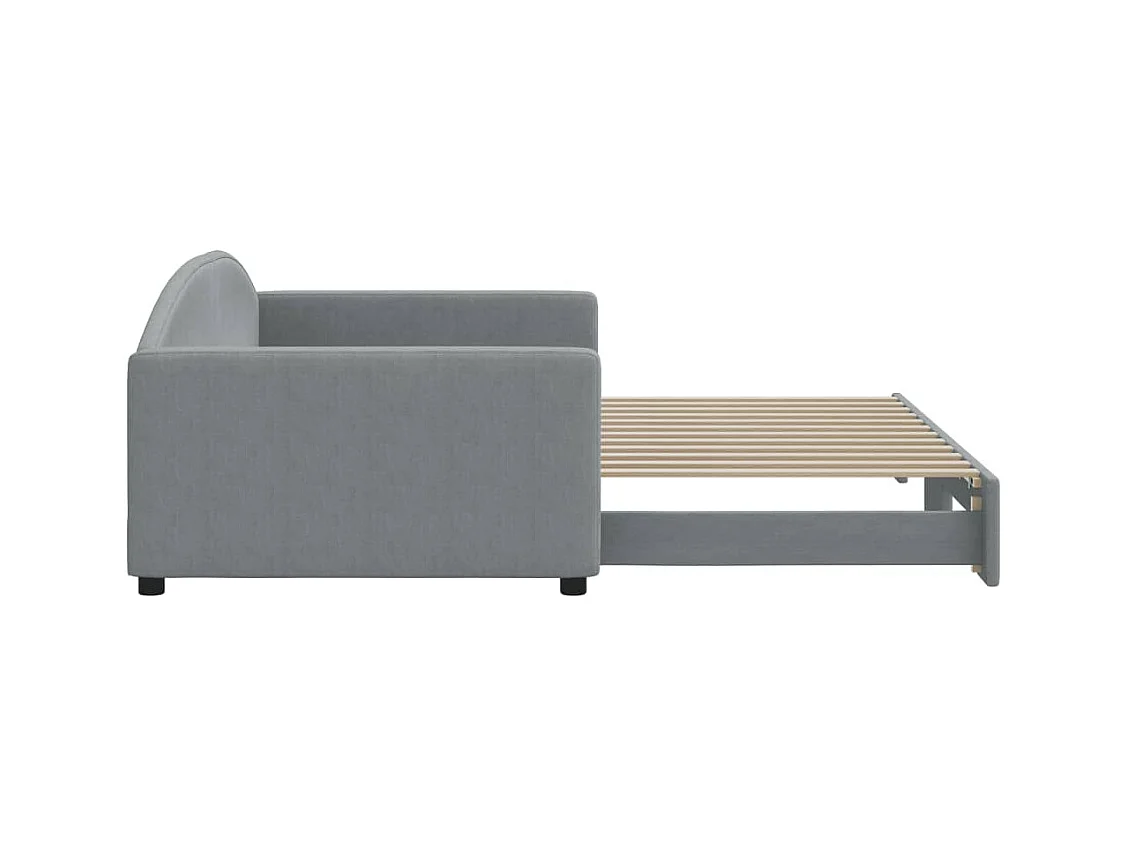 Tagesbett mit Ausziehbett ohne Matratze hellgrau 100x200 cm