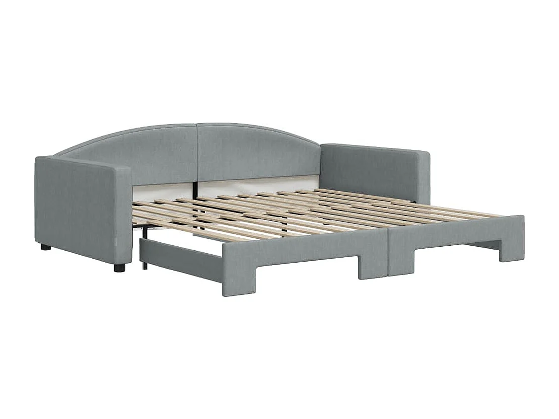 Dagbed met onderschuifbed zonder matras lichtgrijs 100x200 cm
