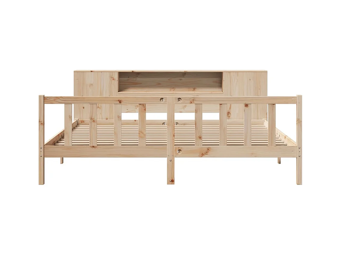 Letto a libreria senza materasso 200x200 cm in legno massello di pino