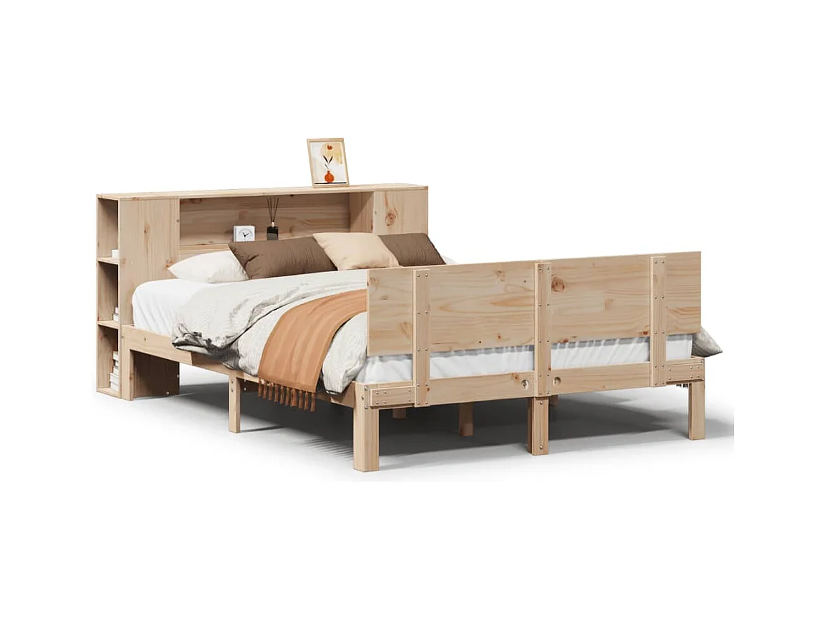 Bibliotheekbed zonder matras 120x190 cm massief grenenhout