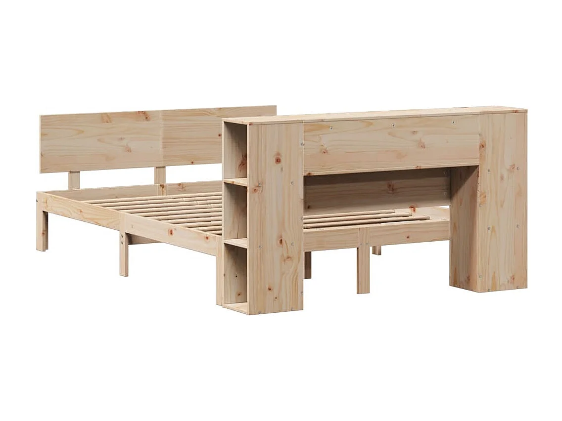 Lit bibliothèque sans matelas 120x190 cm bois de pin massif