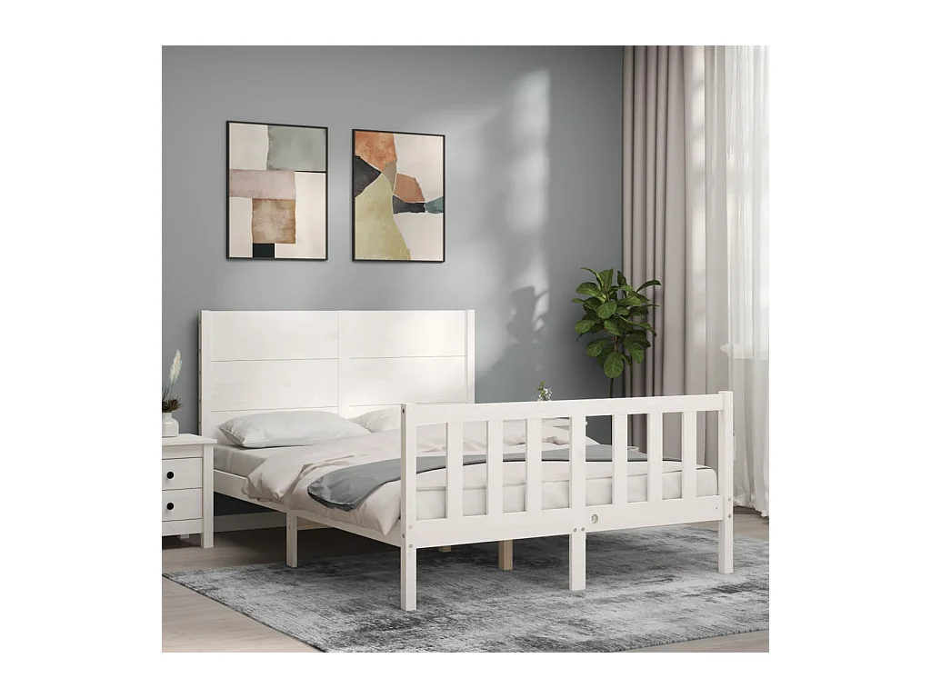 Cadre de lit sans matelas blanc 140x200 cm bois de pin massif