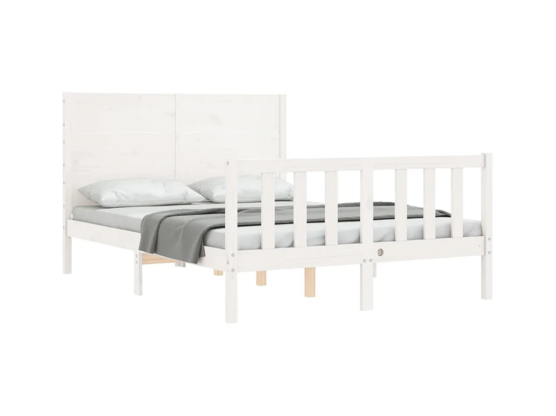 Cadre de lit sans matelas blanc 140x200 cm bois de pin massif