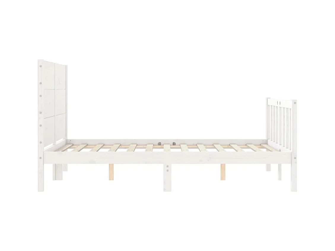 Estructura de cama sin colchón blanca 140x200 cm madera maciza de pino