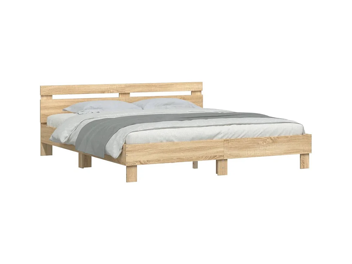 Bettgestell mit LED ohne Matratze Sonoma Eiche 180x200 cm