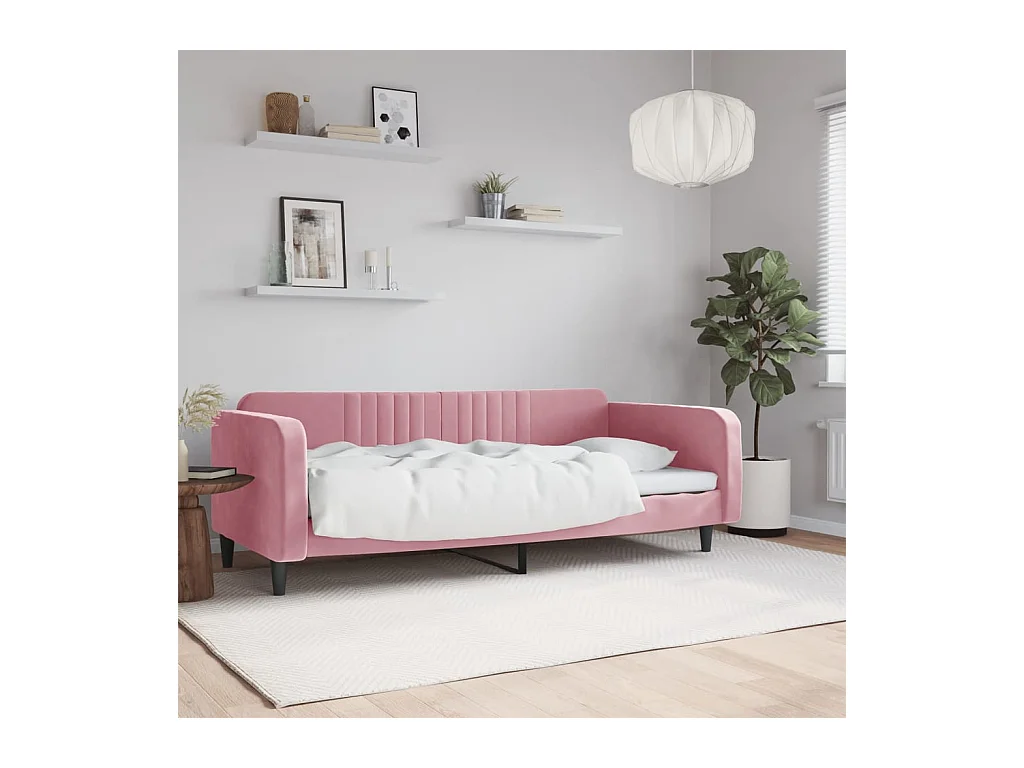 Lit de repos rose 100x200 cm velours