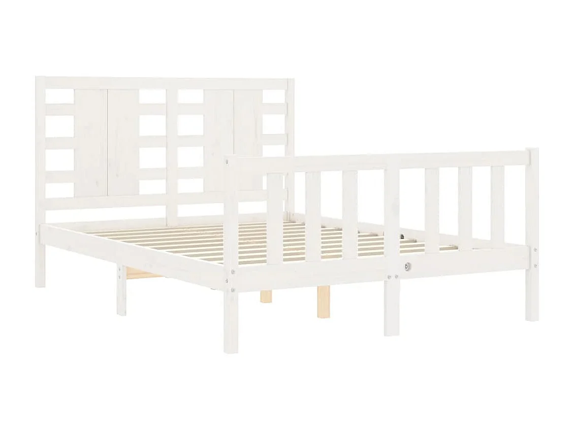 Cadre de lit sans matelas blanc bois de pin massif