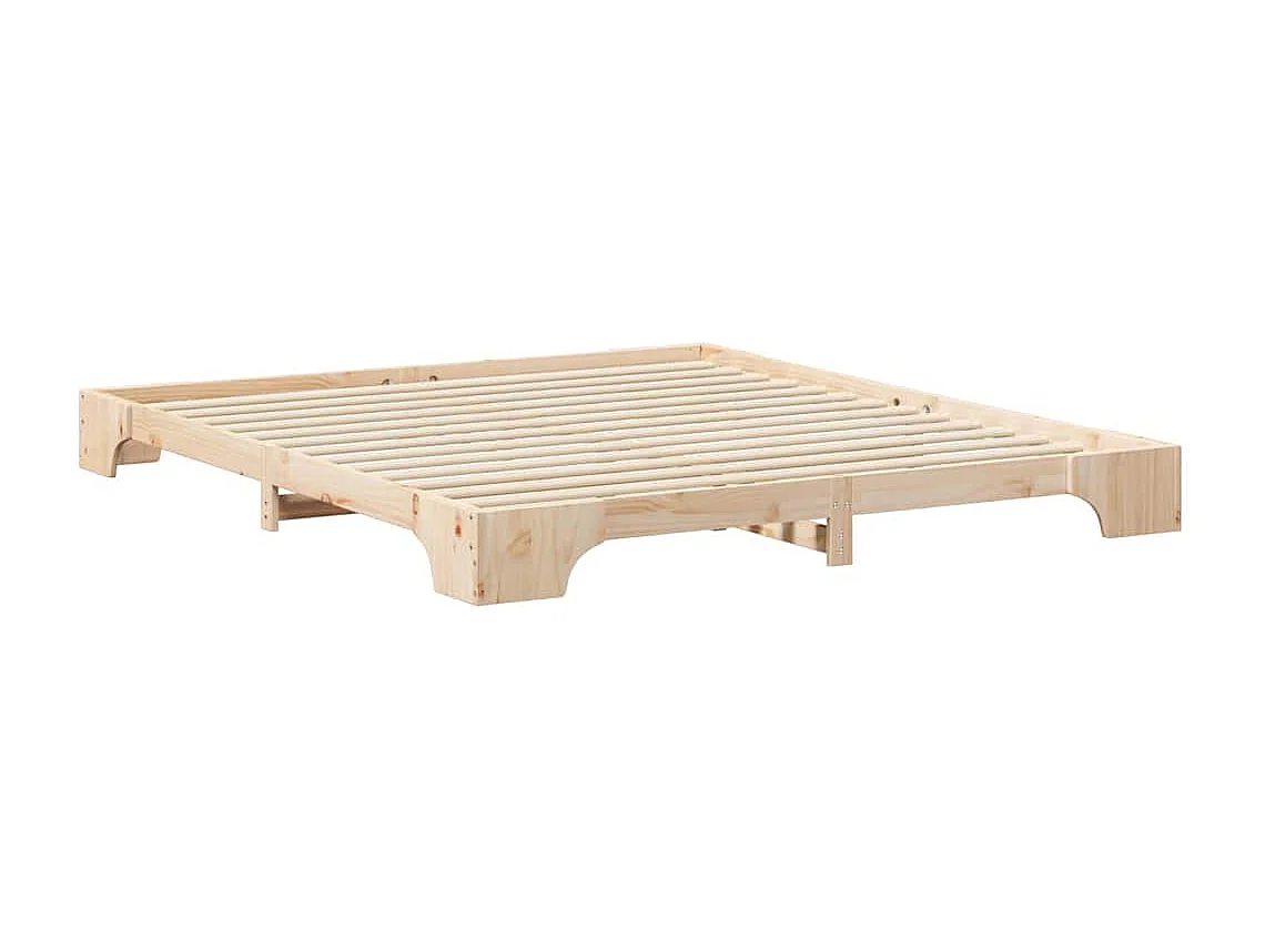 Cadre de lit surélevé Marron 200 x 220 cm Bois massif en pin