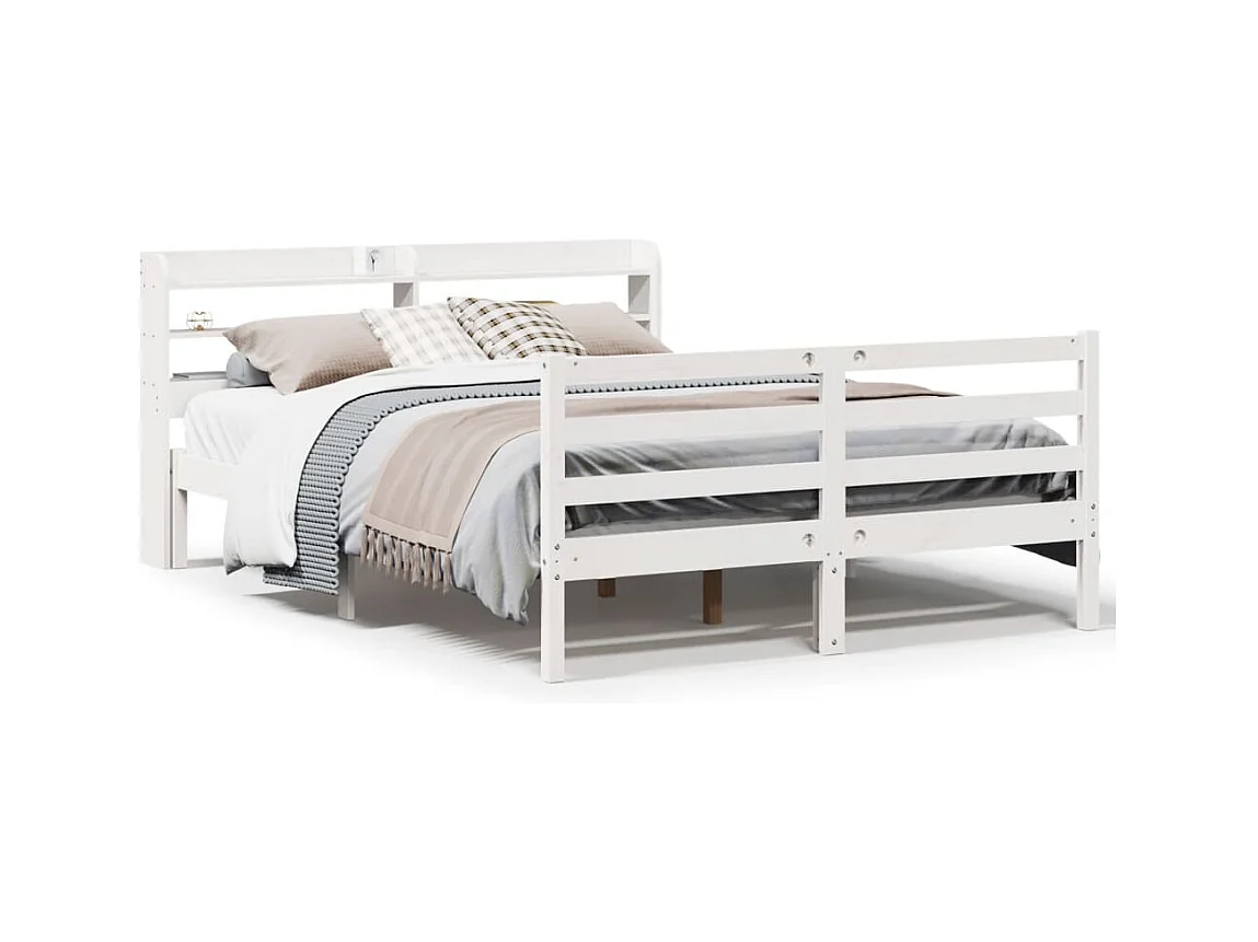 Bedframe met hoofdbord zonder matras wit 140x190 cm