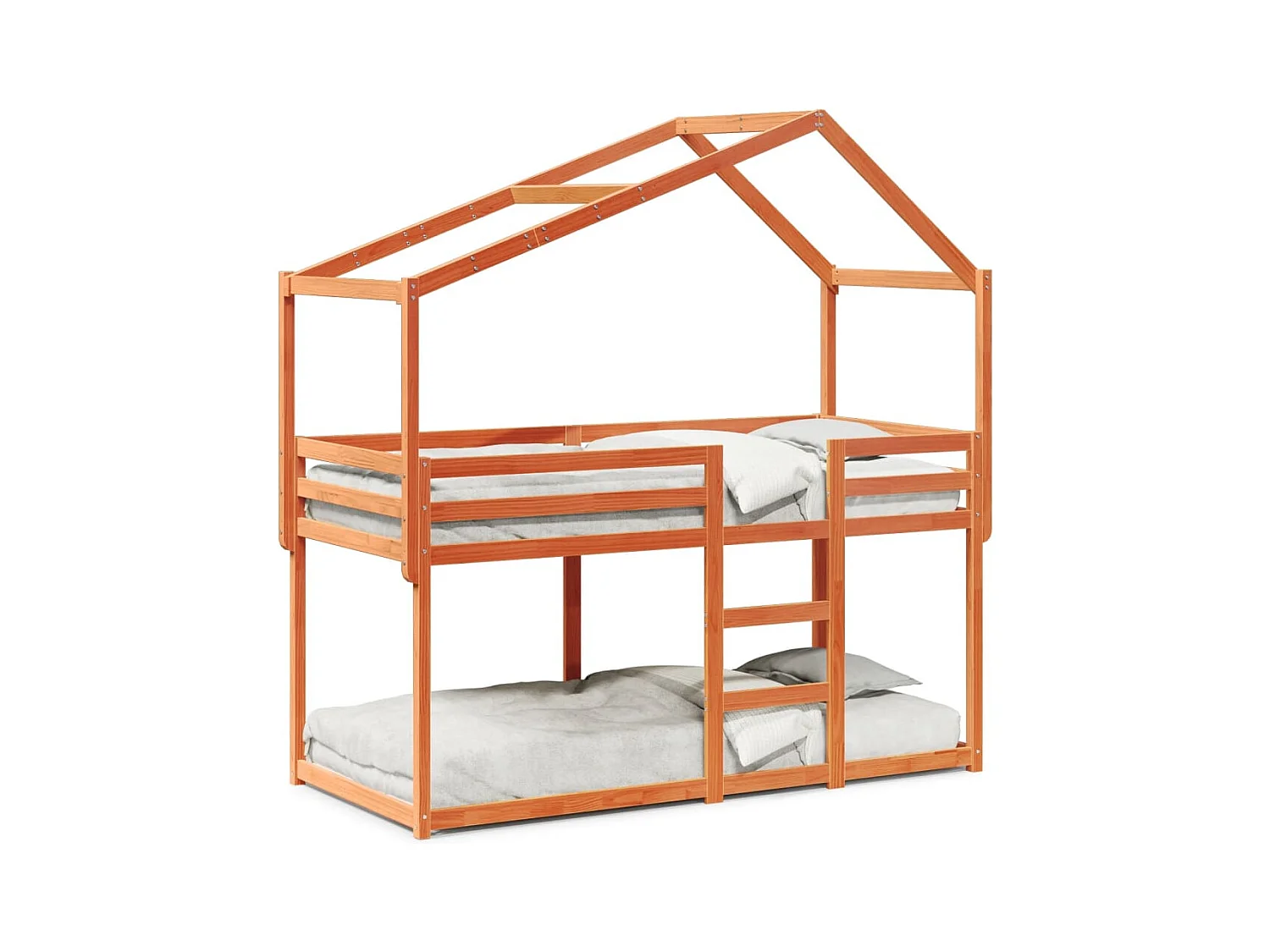 Stapelbed zonder matras bruin gewaxt 80x200 cm massief grenen