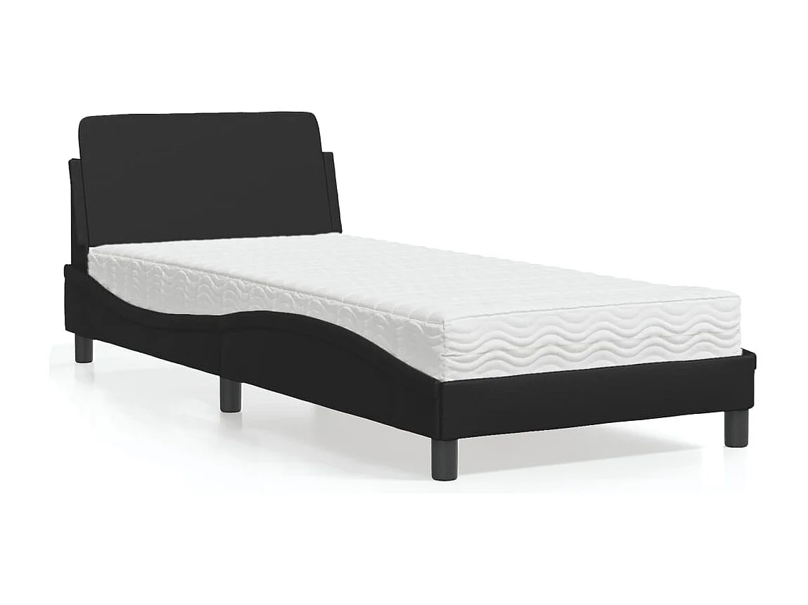 Bed met zwarte matras 80x200 cm imitatieleer