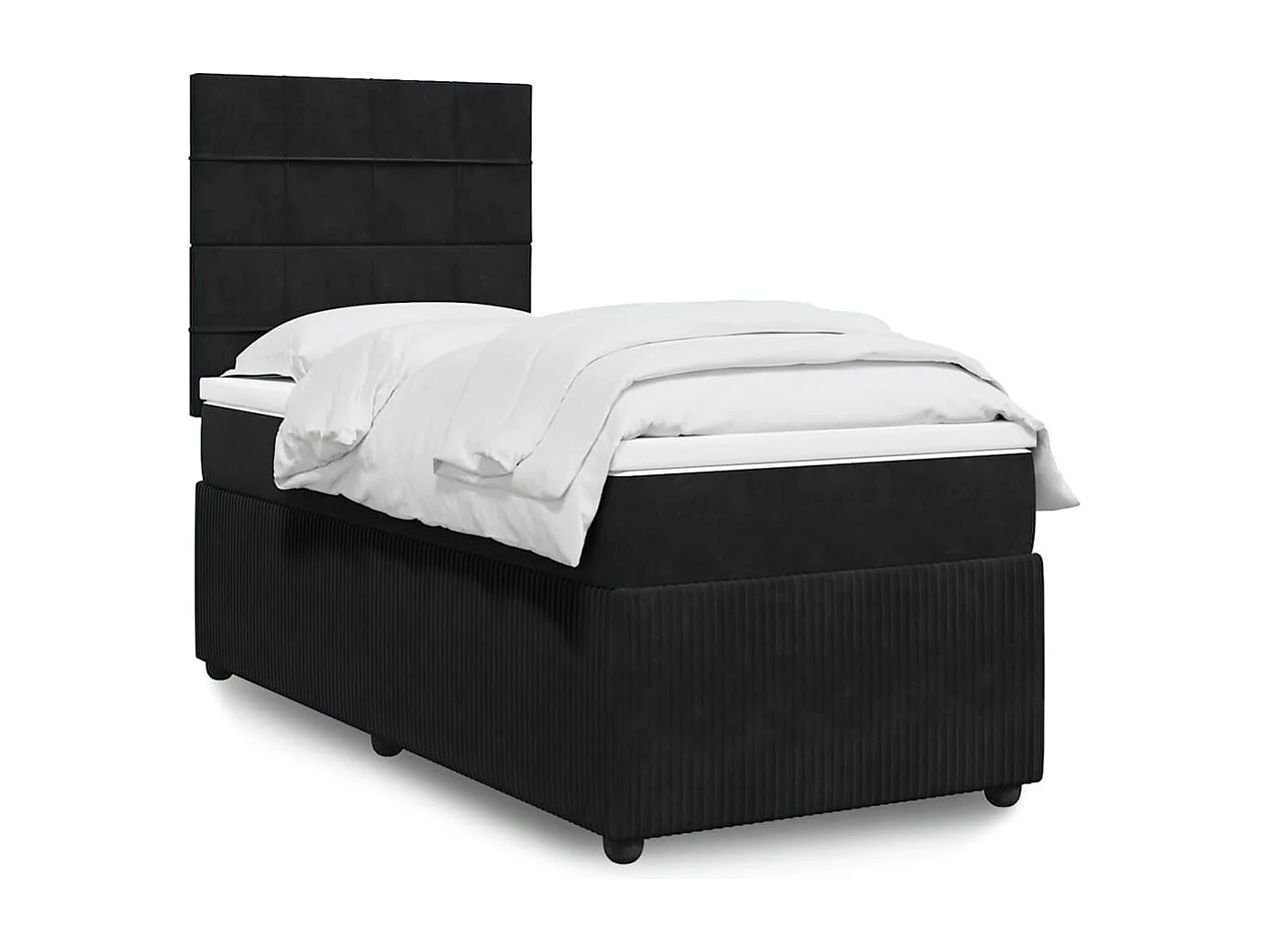 Sommier à lattes de lit avec matelas Noir 90x200 cm Velours