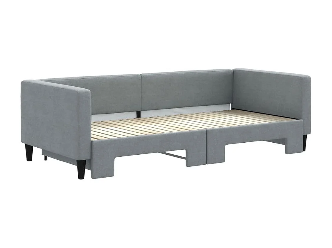 Lit de jour avec gigogne sans matelas gris clair 90x200 cm