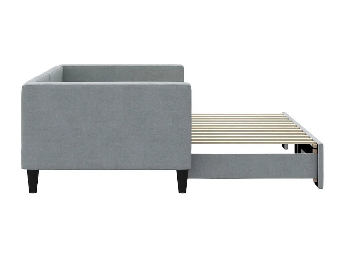 Lit de jour avec gigogne sans matelas gris clair 90x200 cm