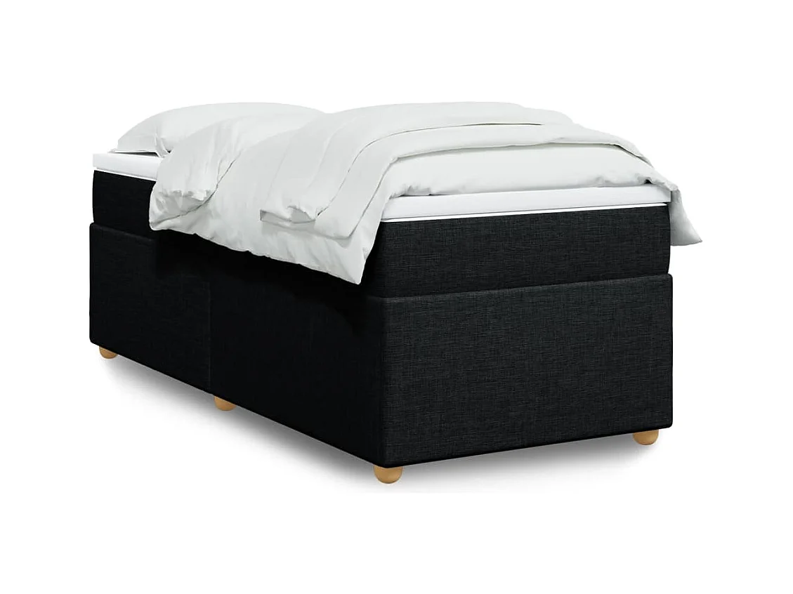 Somier de láminas con colchón Negro 90x200 cm Tela