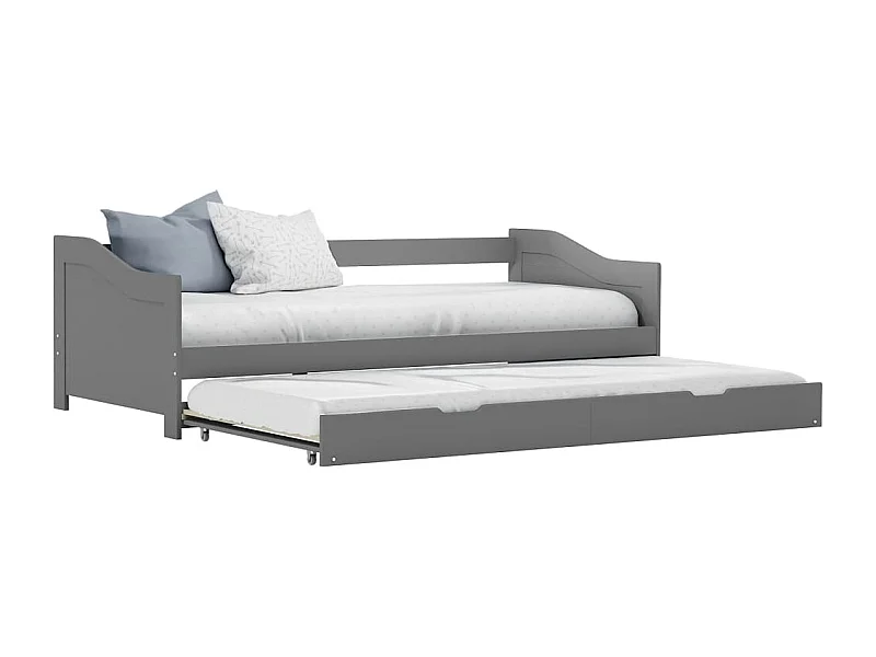 Estructura de cama extensible sin colchón gris 90x200 cm