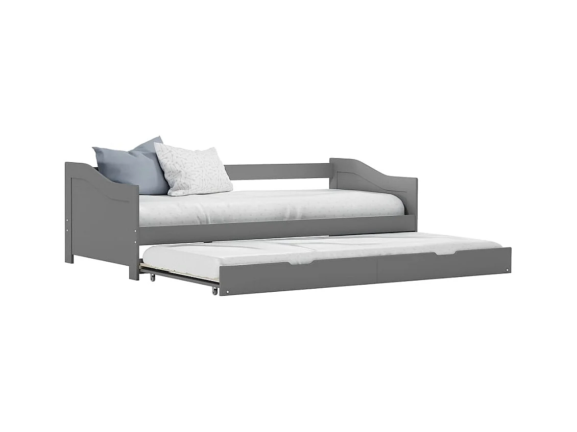 Estructura de cama extensible sin colchón gris 90x200 cm