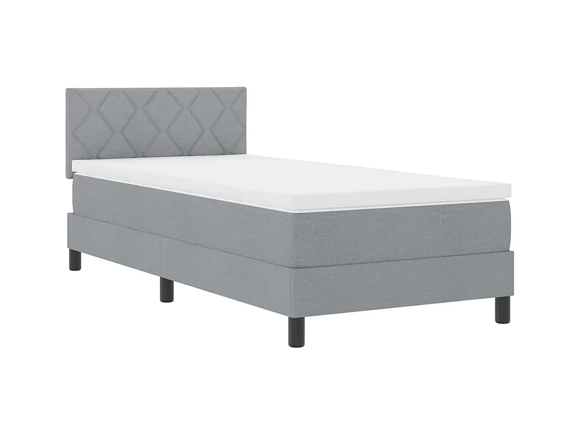 Boxspringbett mit Matratze Hellgrau 90 x 200 cm Stoff