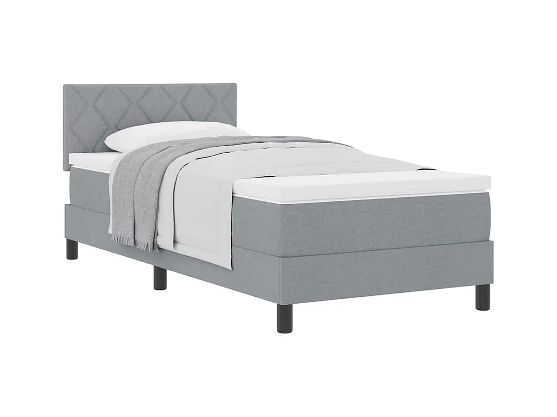 Boxspringbett mit Matratze Hellgrau 90 x 200 cm Stoff