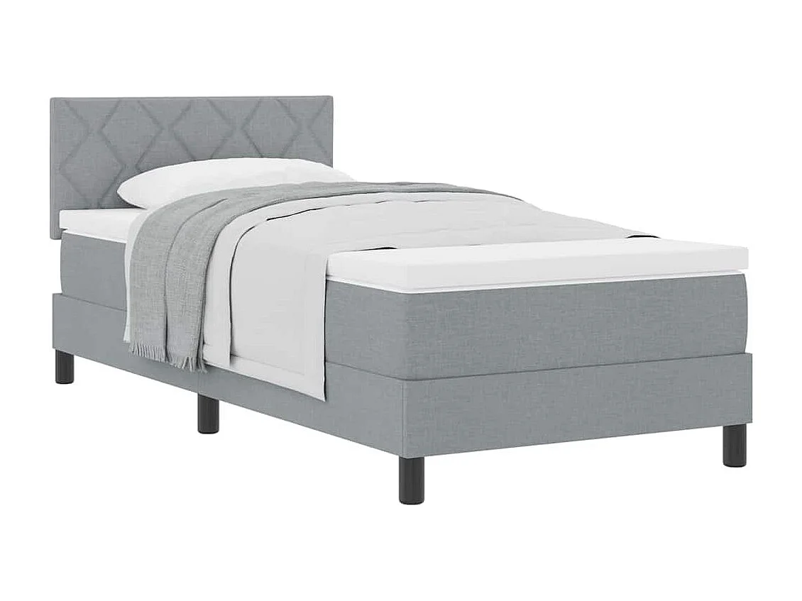Lit boxspring avec matelas Gris clair 90 x 200 cm tissu