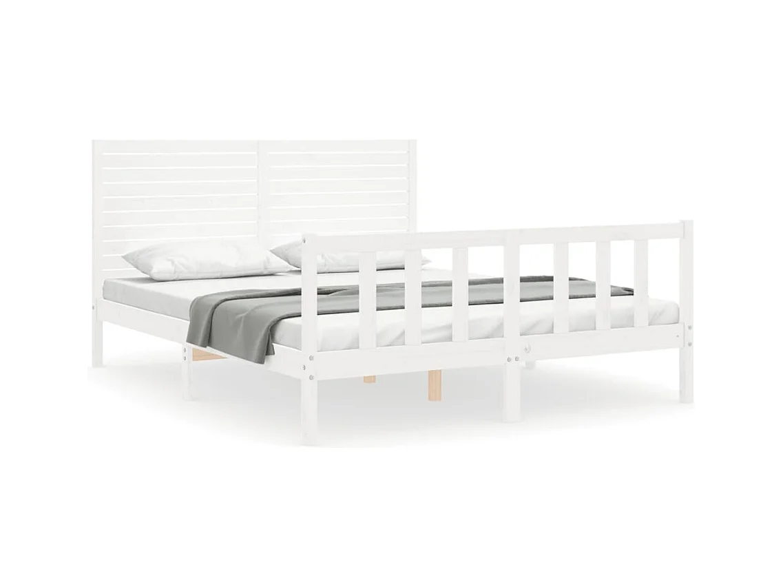 Bedframe zonder matras wit 160x200 cm massief grenenhout