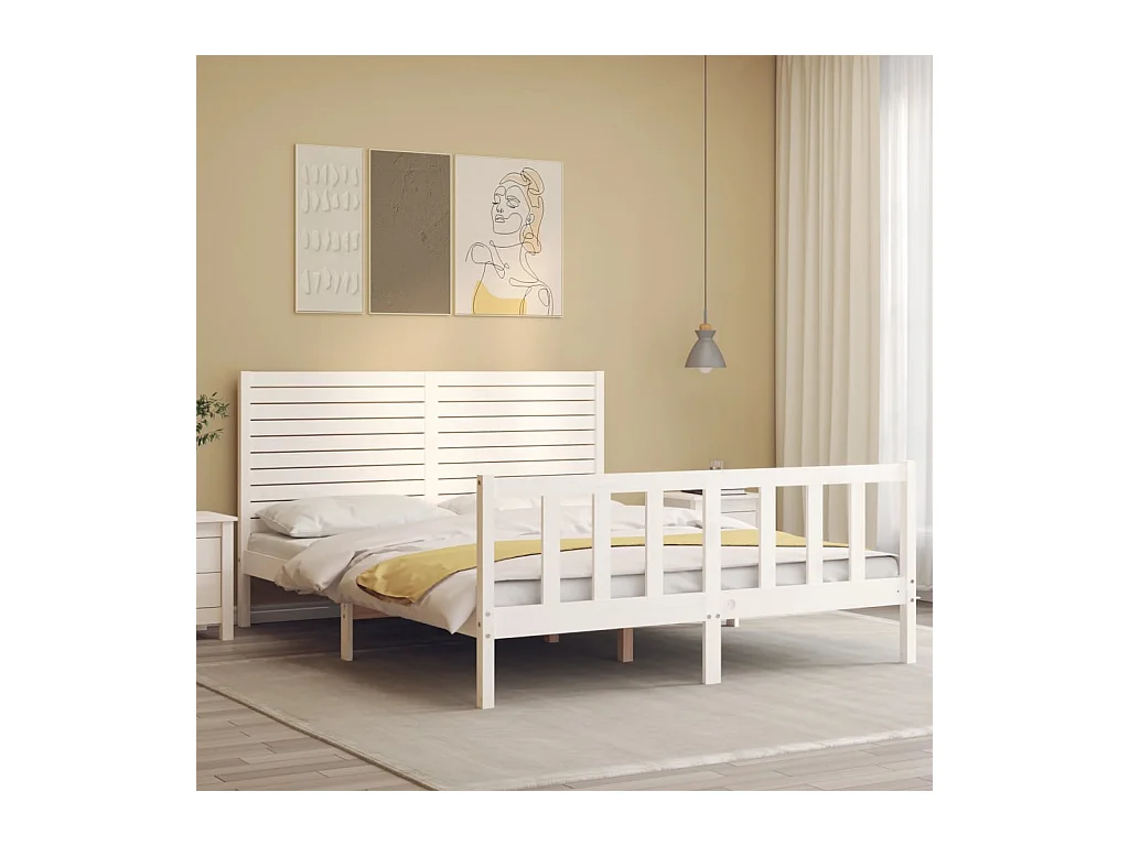 Bedframe zonder matras wit 160x200 cm massief grenenhout