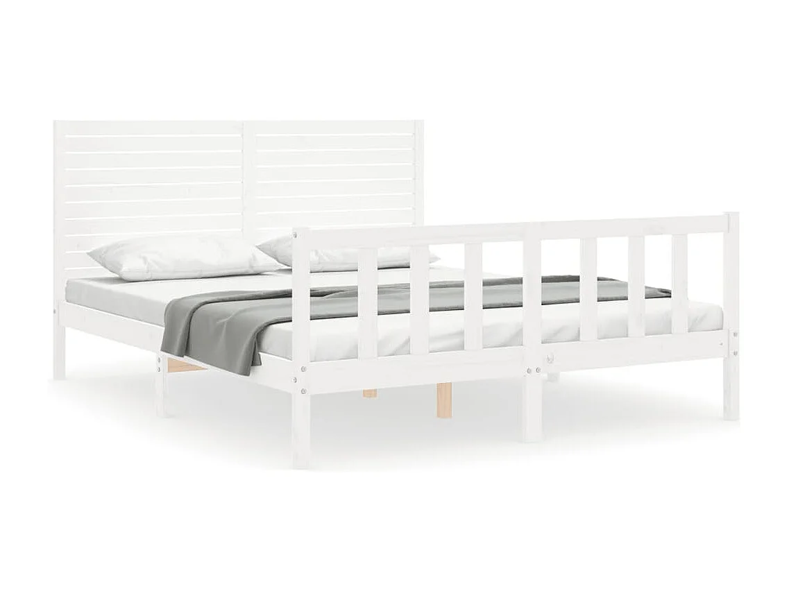 Cadre de lit sans matelas blanc 160x200 cm bois de pin massif