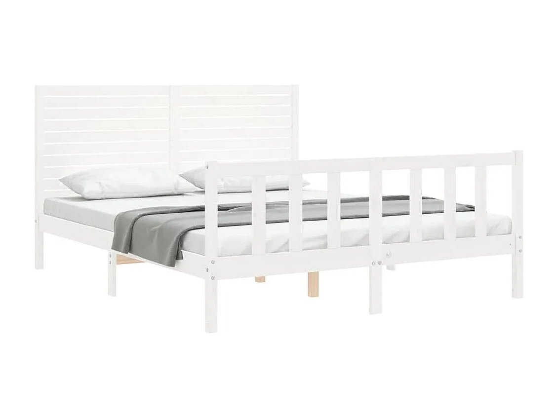 Cadre de lit sans matelas blanc 160x200 cm bois de pin massif