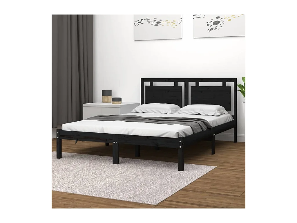 Struttura letto senza materasso nero 200x200 cm in legno massello