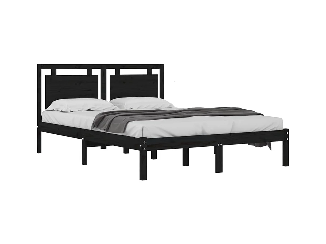Struttura letto senza materasso nero 200x200 cm in legno massello