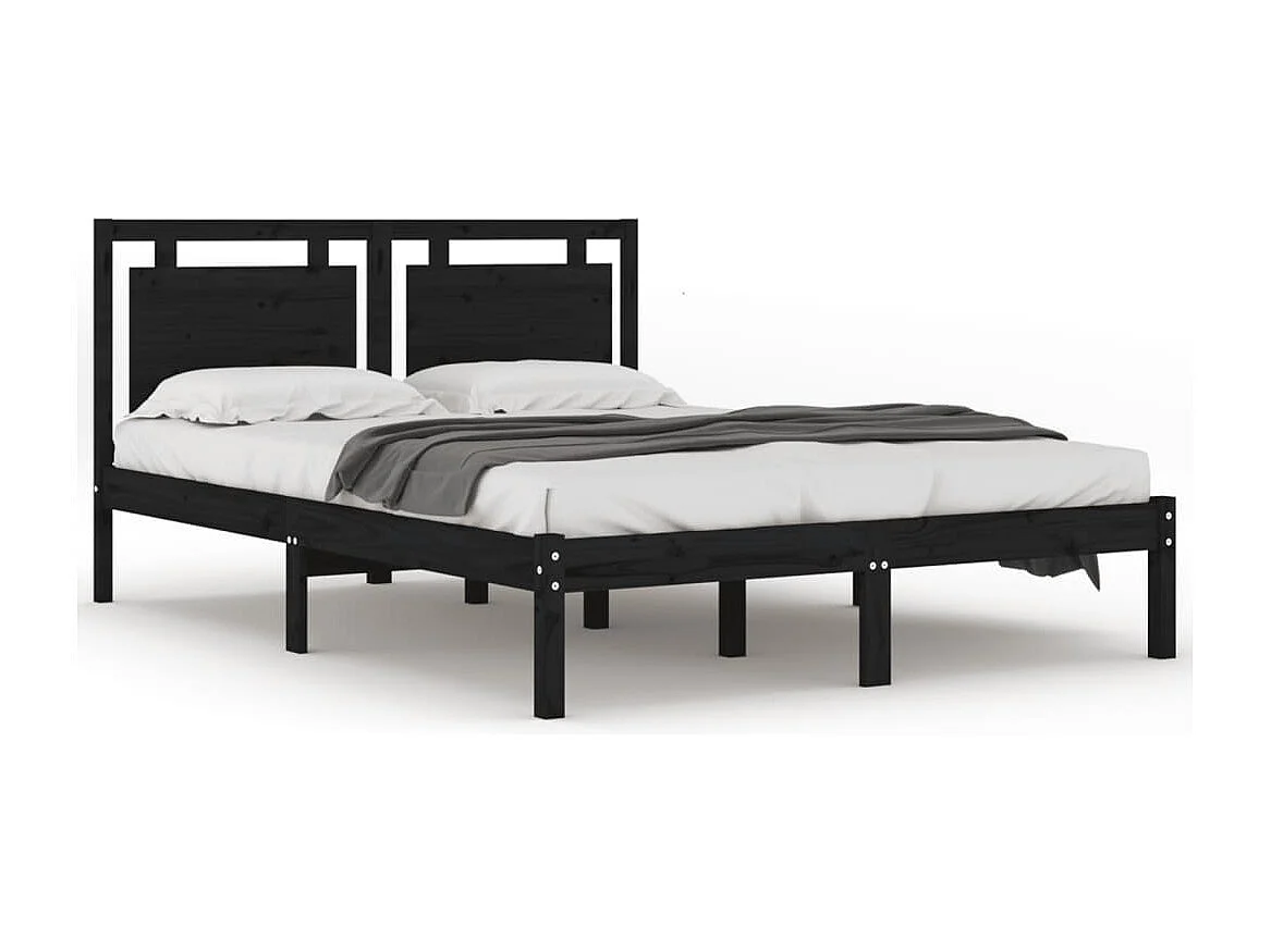 Cadre de lit sans matelas noir 200x200 cm bois massif