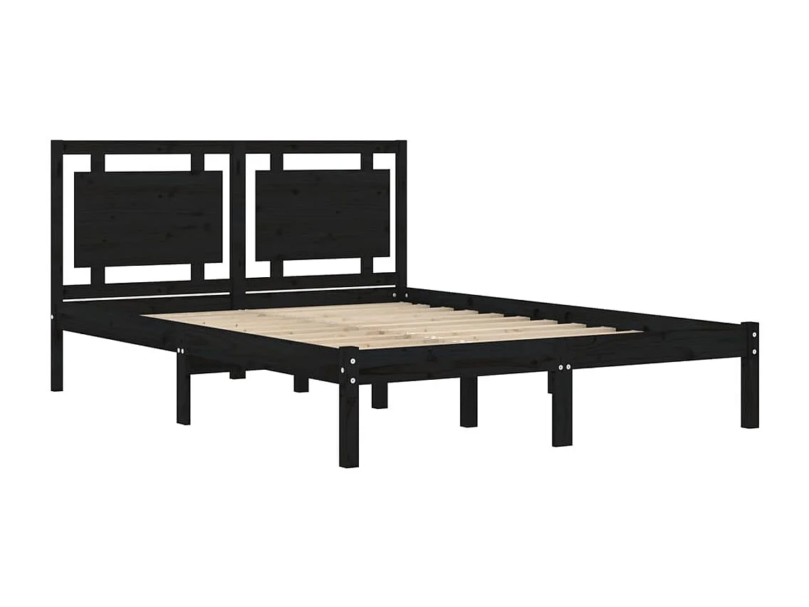 Cadre de lit sans matelas noir 200x200 cm bois massif